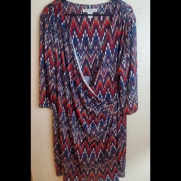 Aa Studio Dresses & Skirts - AA Studio Faux Wrap Jersey Knit Stretch Geometric Dress Size 22W